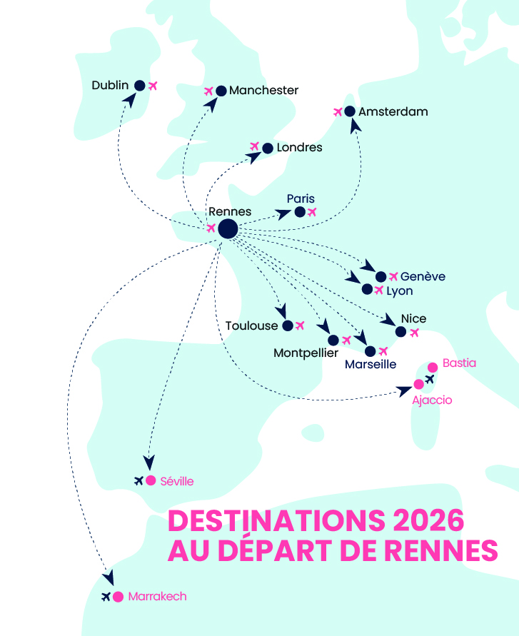 Destinations 2026 au départ de Rennes